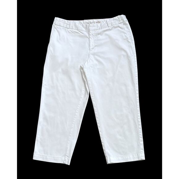 DOCKERS Womens Size 8 White Cotton Blend Flat Front Cropped Capri Pants - Picture 1 of 5